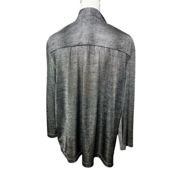 Kasper Gray Open Front Waterfall Cardigan Jacket With Zipper Pockets Large - Picture 2 of 13
